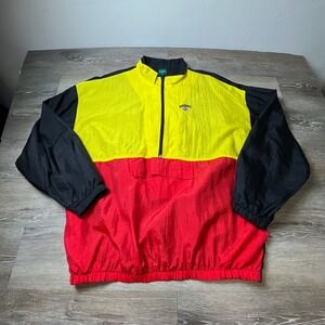AIX Jack Daniels Windbreaker Mens XL Yellow Red Black 1/4 Zip‎ Vintage 90s Logo